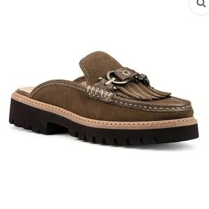 NWOT DONALD PLINER KILTIE FRINGE LOAFER MULE LEATHER SLIP ON SZ 10